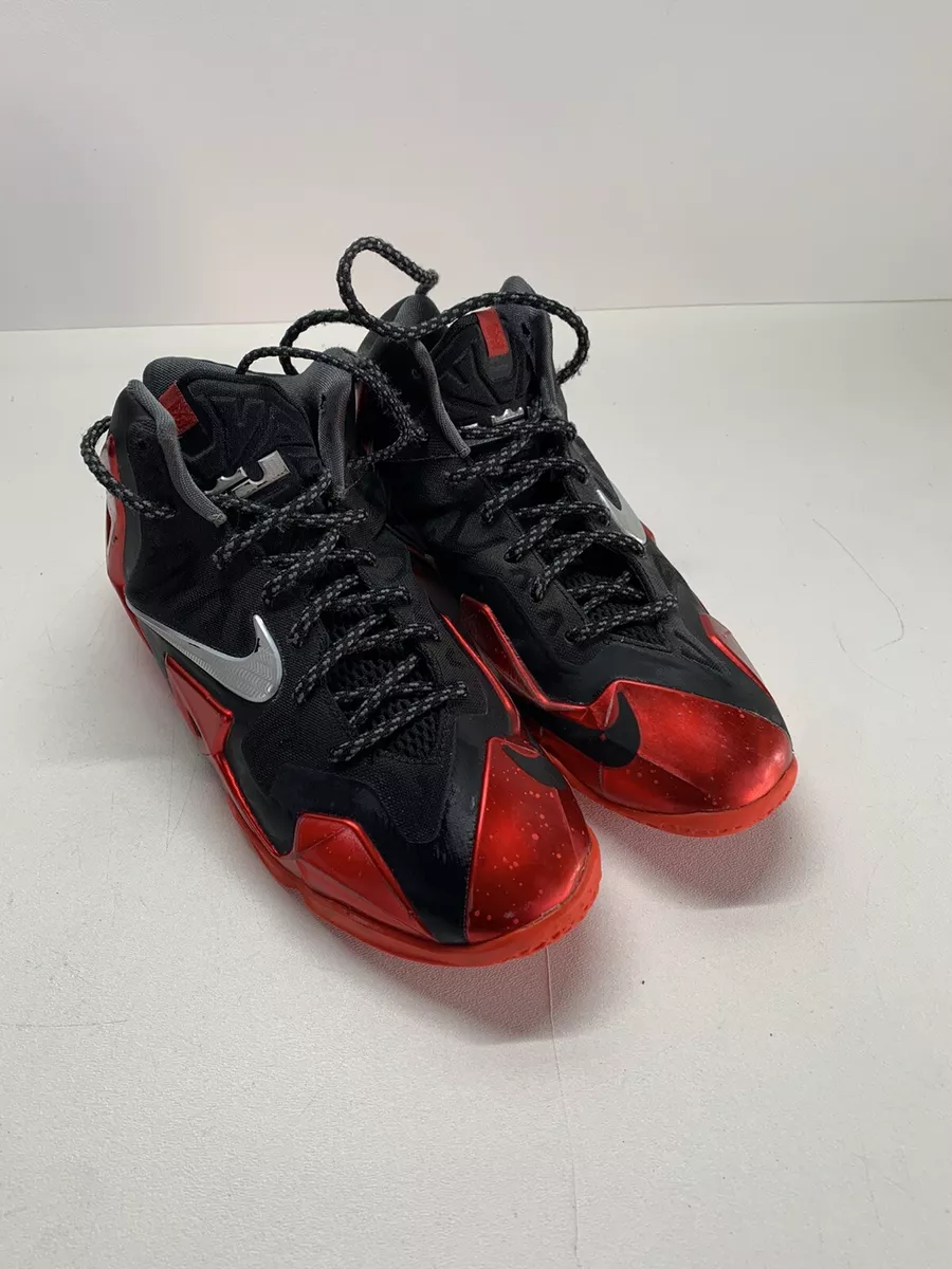 BOYS NIKE LEBRON XI 11 MIAMI HEAT AWAY RED BLACK 621712 001 US SZ 6.5Y