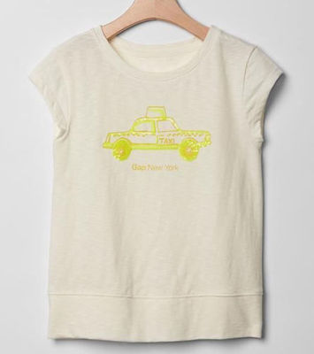 GAP Kids New York Taxi Sequin Embellished Graphic Tee Shirt Top S 6 7 NWT $25
