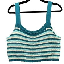 Wild Fable Knit Crop Top Striped Sleeveless Cotton Blend XXL Crochet Boho