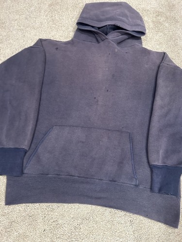 Vintage 50s Blue 2 Tone Pullover Hoodie Rare Double Face Faded Size Large Cotton - Bild 5 von 6