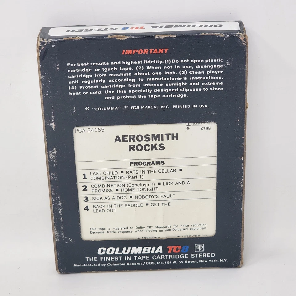 Aerosmith Rocks Album 8-Track Cartridge US VTG 1976 Columbia TC8 Stereo - Image 4 of 4