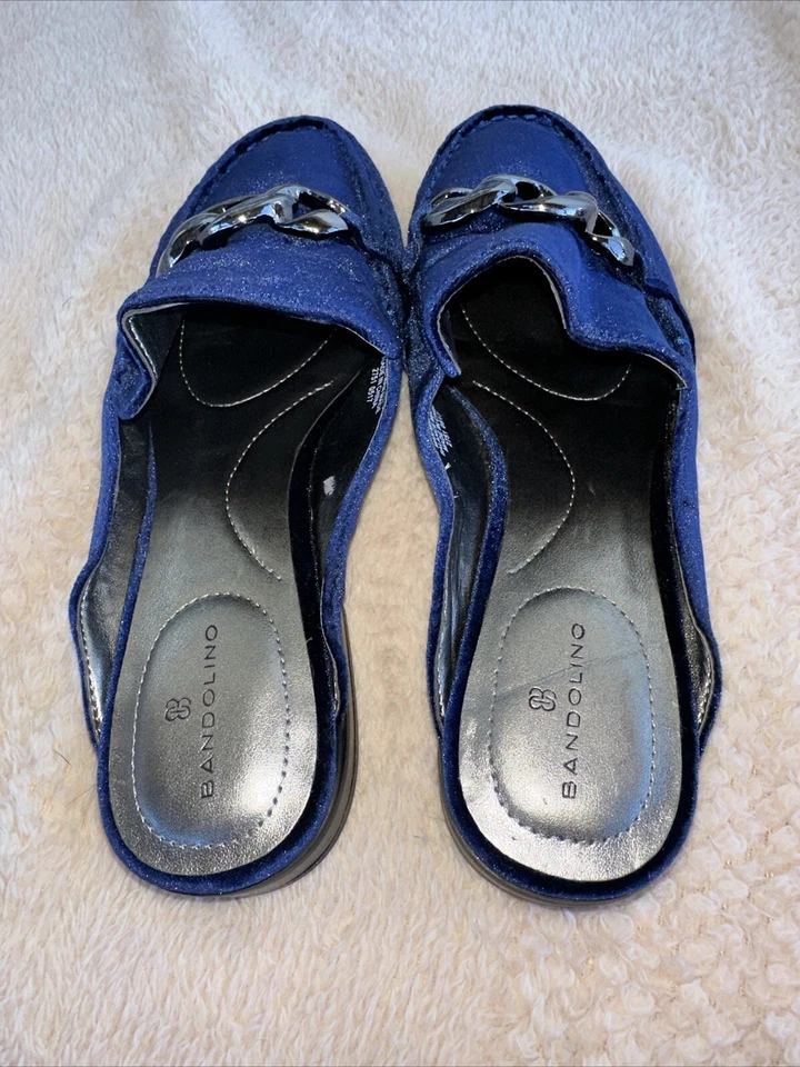 BANDOLINO BLUE VELVET MULES  - Image 3 of 4