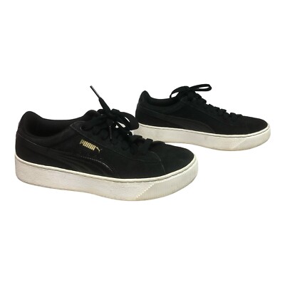Puma Vikky Platform Shoes Womens Shoes Sz 7.5 Black Suede Soft Foam Stacked