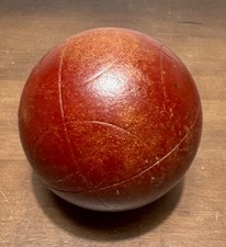 Vintage leather maroon/red circular Pattern Bocce Ball Replacement rlbb 1 