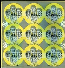 VARI-VUE BEATTLE'S PRE PRODUCTION SHEET FOR RARE yellow I LIKE BEATLES BUTTON