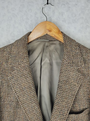 Vintage Harris Tweed Blazer Men's 40 Brown Houndstooth 100% Scottish Wool - Picture 2 of 13