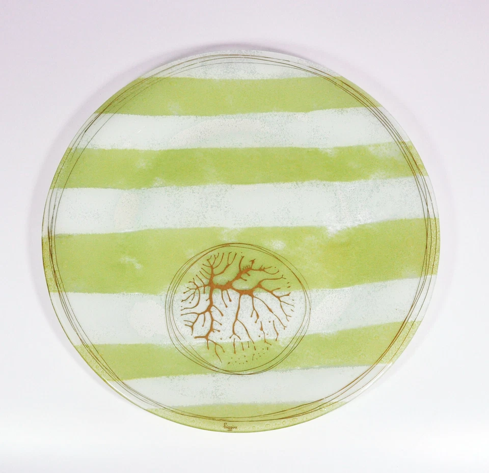 1957 -1964 Mid Century Higgins стекло широкая полоса 17" блюдо студийное стекло - Изображение 2 из 3