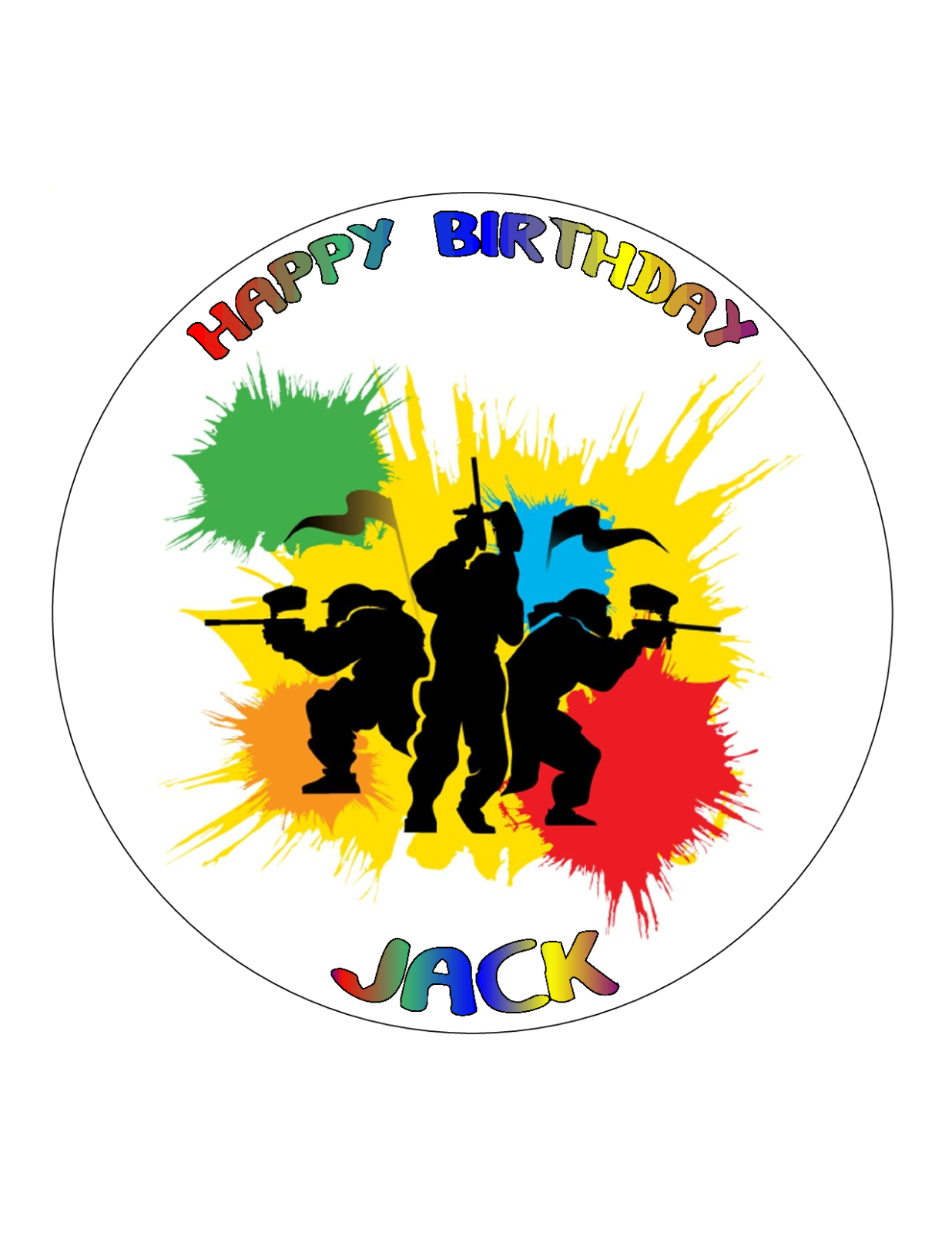 PAINTBALL DESIGN 7.5 PREMIUM Edible ICING Cake Topper CAN BE PERSONALISED D1 eBay