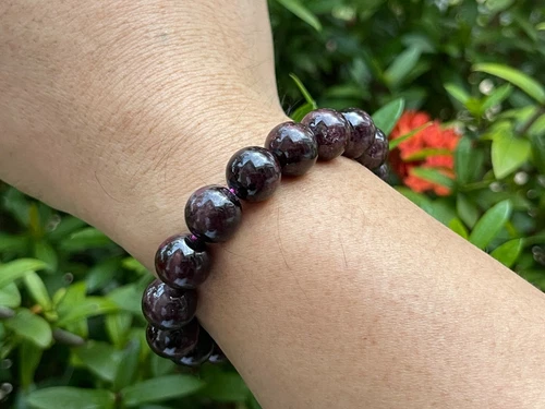 Natürliches Granat Kristall Perlen Armband 12 mm, echtes Granat Edelstein Armband - Bild 7 von 9