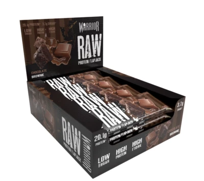 WARRIOR RAW SPORTS Warrior RAW High Protein Bars Low Sugar Flapjacks - 12 Delicious Bars Chocolate