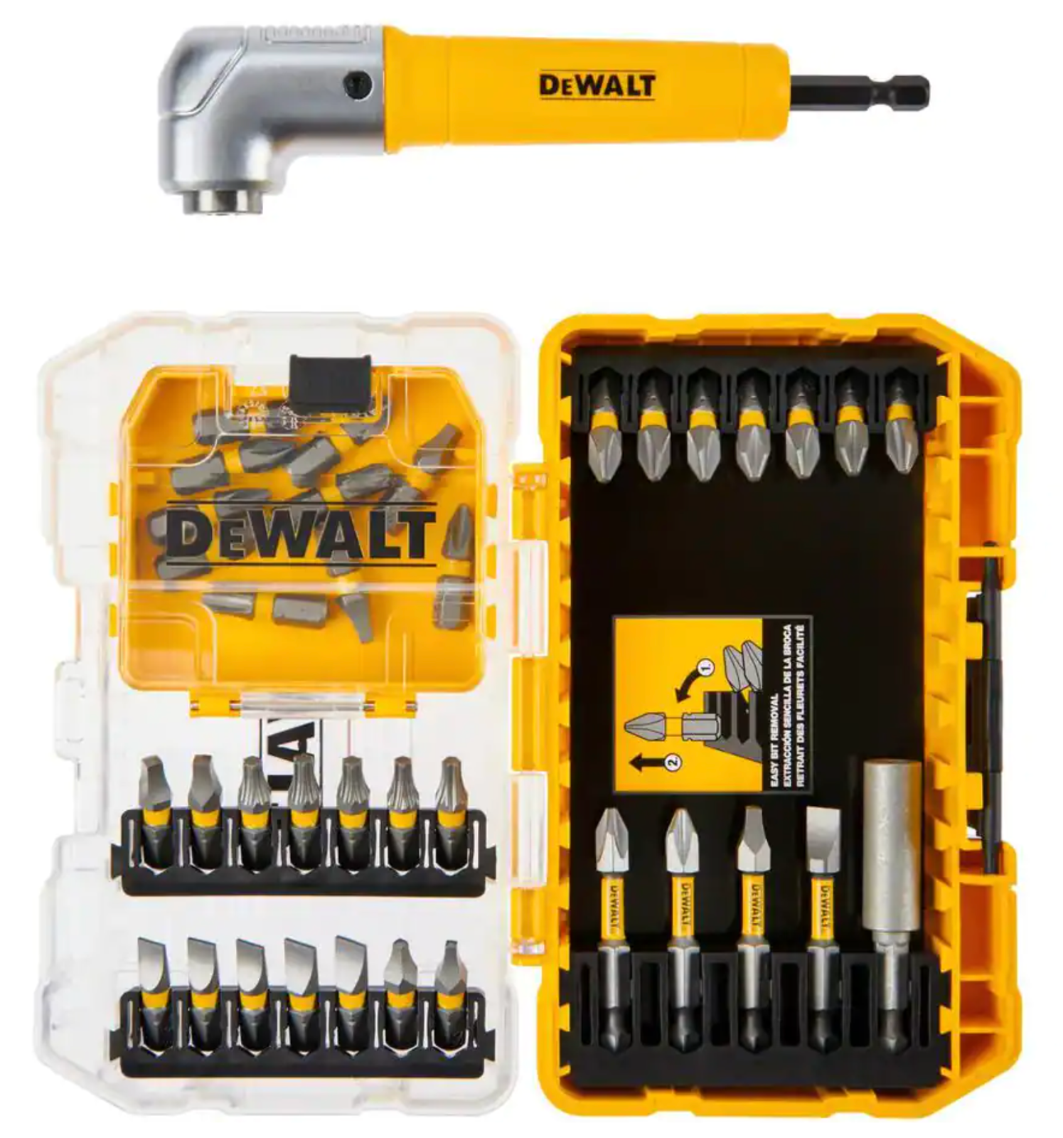 New DeWalt MAXFIT Steel Screwdriving Bit Set with Right Angle Adapter ...