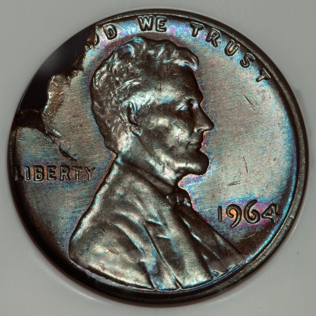 1964 NGC NS64 Struck On Defective Planchet Lincoln Cent Mint