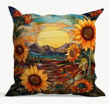 Sunflower Tuscany Valley Sunset Spring Throw Pillow Cover Holiday Home Decor