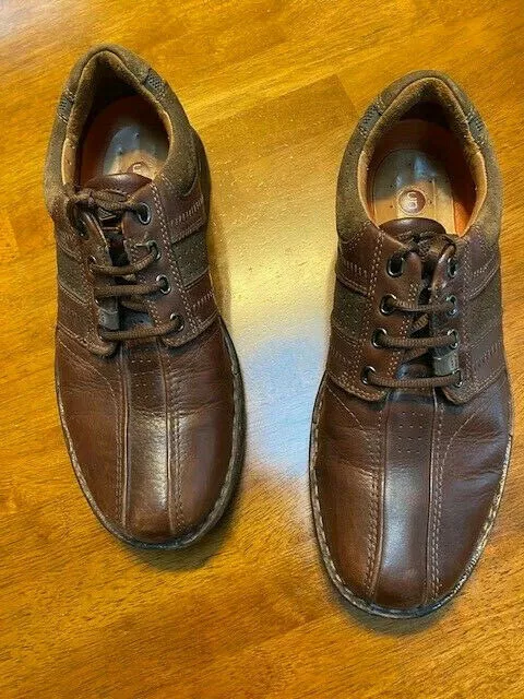 Mens Unstructured Brown Leather Shoes Oxford Casual size 9M |