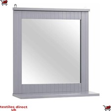 Wood Framed Wall Mounted Bathroom Mirror with Shelf Hanging Vanity XMAS Gift New