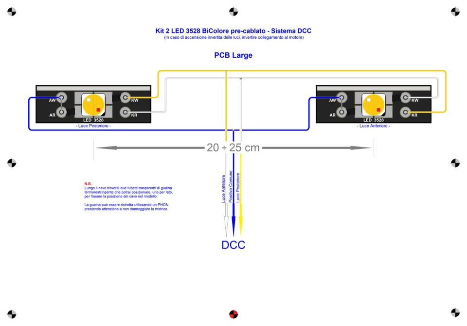 KIT premontato LED SMD 3528 Rosso/Bianco - Cambio Luci Loco H0 - DCC - Immagine 3 di 4