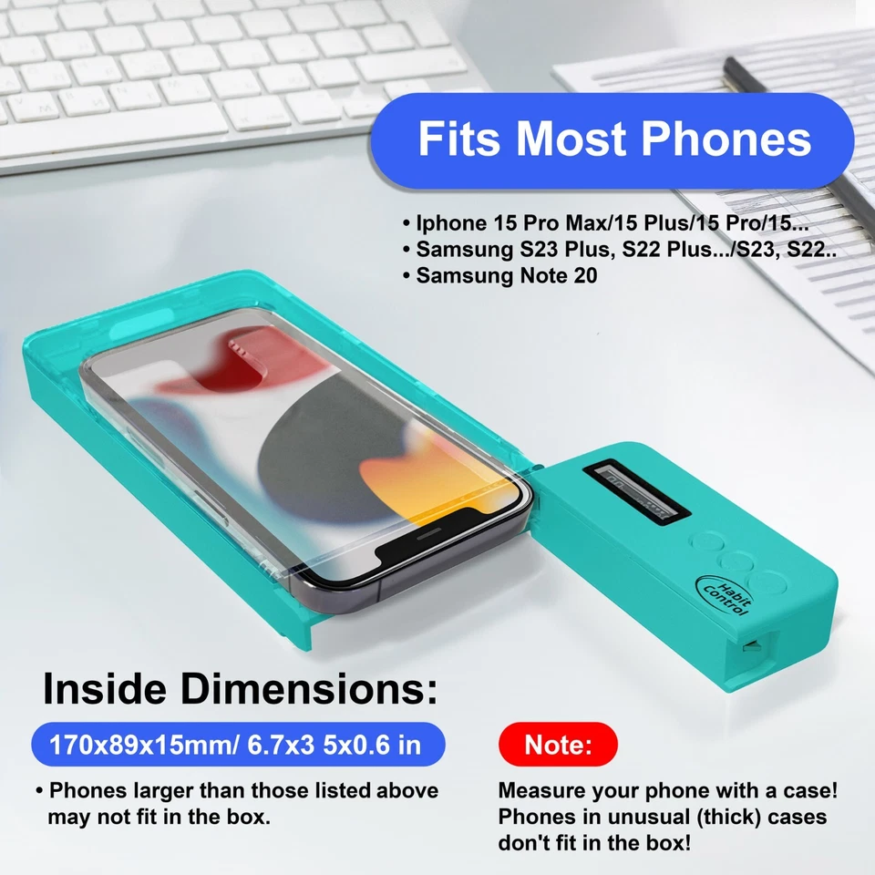 Caja de bloqueo de teléfono con control de hábito para teléfono celular | Caja de bloqueo con temporizador | Turquesa Foto 3 de 4