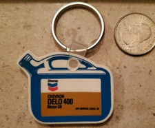 Chevron Delo Motor Oil Keychain - Vintage Rubber 1990s