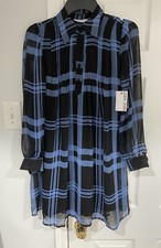 Nine West Plaid Sheer Tunic Dress – XS – Brand New with Tags