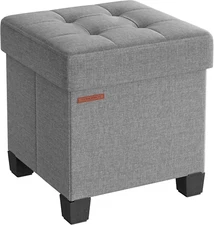 Storage Ottoman, Small Ottoman Foot Rest with Legs, 15 X 15 X 15.7 Inches Foot S