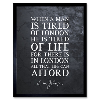 Slate Quote Samuel Johnson London Framed Wall Art Print 9X7 In