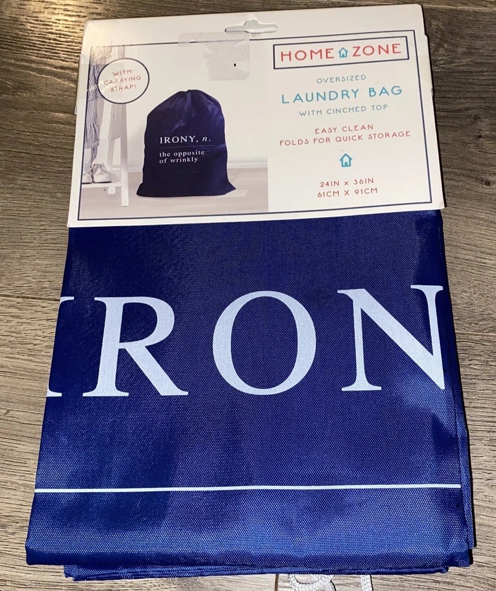 Home Zone Navy Blue Laundry Bag W Cinch Top 24” X 36”Great