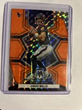 Davis Mills Orange Reactive Prizm Holo 2022 Panini Mosaic Football Card 76 Texan