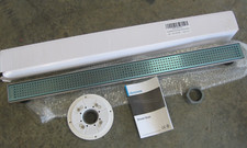 36" Linear Shower Drain Square Hole Pattern Bathroom Brushed Nickel