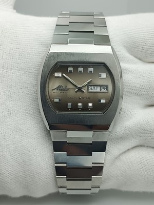 Vintage Mido Multi Star Automatic Day Date Swiss Made Brown Dial Men's Watch 