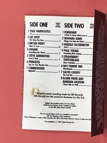 THE GREATEST HITS OF 1985 TAPE 2 ONLY-Various-Cassette Tape-Rare-1985-STAC2269 - Picture 3 of 5