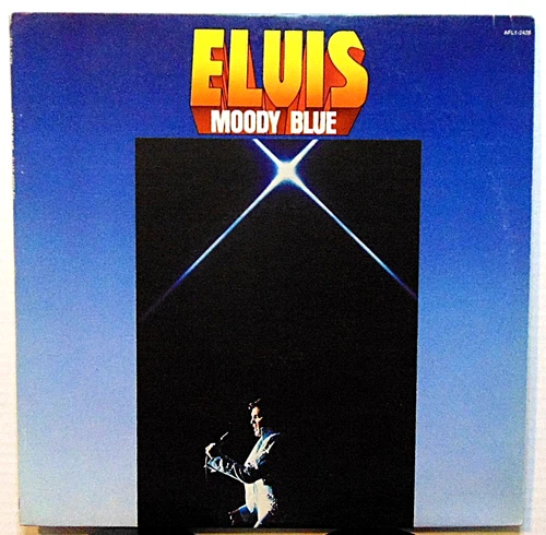 Elvis Presley-Moody Blue-1977 RCA AFL1-2428 Rock Blue Vinyl LP Record Album  EX