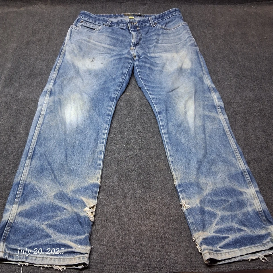 Cabelas Distressed Stone Washed Jeans Men Size 36x32 Classic Fit - Image 2 of 4
