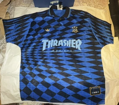 Adidas Argentina Thrasher Jersey TM AFA Black Blue KX4551 - Medium M - Image 1 of 4