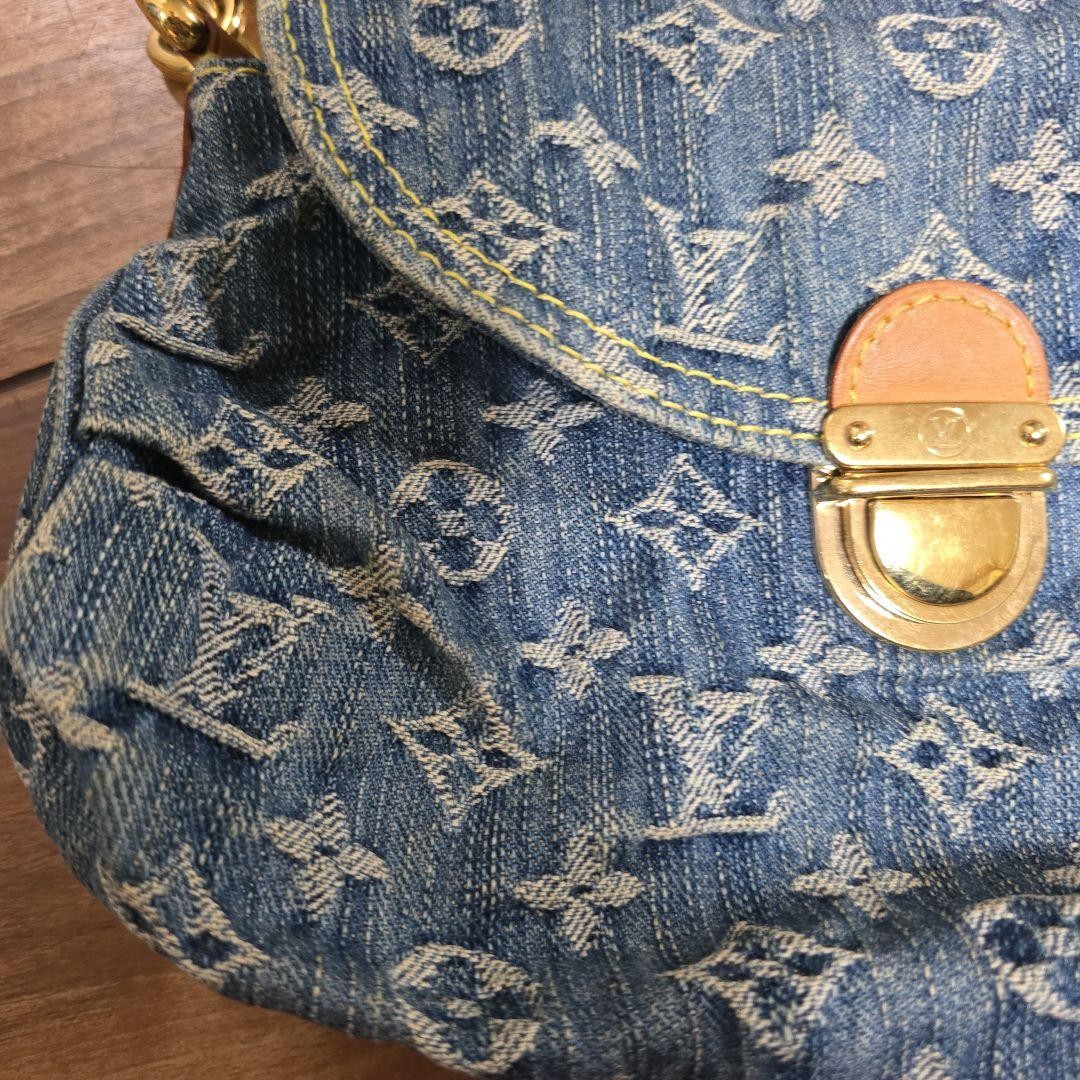 Authentic Louis Vuitton Mini Pleaty Monongram Denim Handbag Blue M95050 RARE image 3