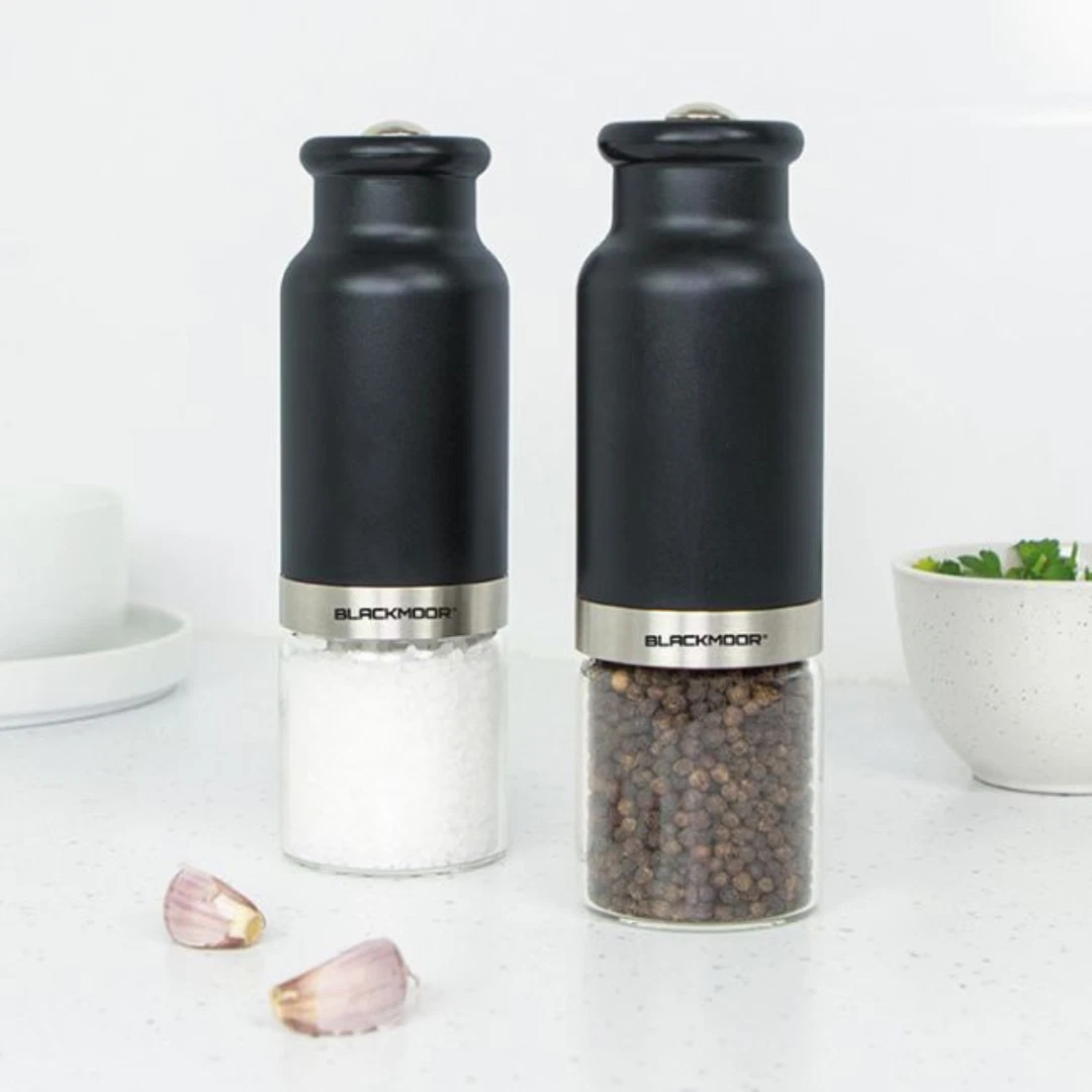 Battery Operated Salt & Pepper Grinder Set Electric Mills Adjustable Coarseness