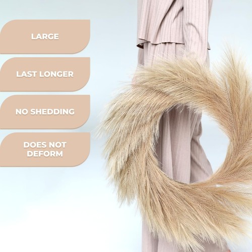 Lozidecor Faux Pampas Wreath for Boho Wall Decor | 27" Large Fall Wreath | - Picture 3 of 9