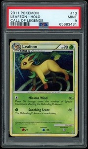 PSA MINT 9 LEAFEON 2011 Call of Legends Holo Foil Rare Pokémon Card - 13/95