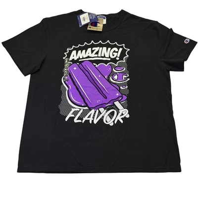 Camiseta Champion Para Hombres Sabor Increíble Púrpura Gráfico de Helado Negra Grande 1208A6 - Imagen 1 de 4