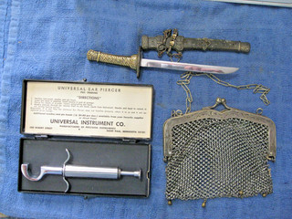 Vintage Junk Drawer Lot Mesh Metal Purse Sord Letter Opener Ear Piercer