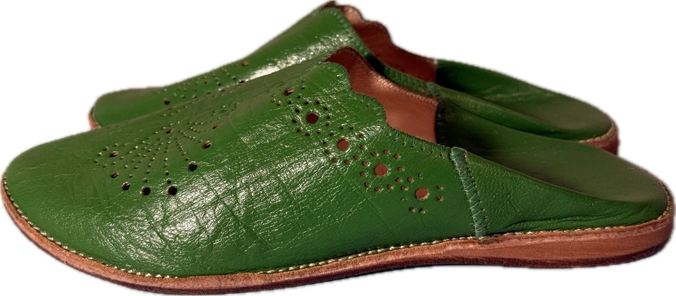 Zapatillas de cuero marroquíes de alta calidad La Gazelle El Aymani verde mula talla 9 EU40 Foto 3 de 4