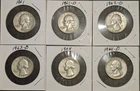 1961, 1961-D, 1962-D, 1963-D, 1964, 1964-D Washington Quarters - 6 coins total