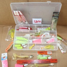Lot 12M Tackle Box Of Fishing Lures Jigs Bomber Flair Hair Tinsel Duster + Case