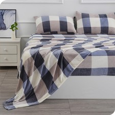 Ultra Soft Micro Fleece Queen Size Bed Sheets Set 4 Piece - Extra Soft Velvet...