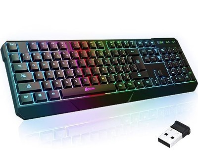 KLIM CHROMA WIRELESS KEYBOARD   GAMING RECHARGEABLE KEYBOARD DURABLE - BLACK