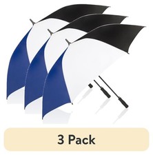  3 pack Rain Essentials 60-inch Auto Open Golf Umbrella, Black/White/Royal