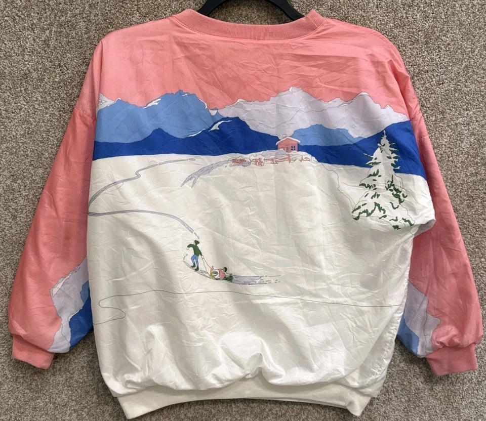 Sudadera De Colección Adidas Trineo Esquí Invierno Montaña Estampado Cuello Redondo Talla XL Foto 4 de 4