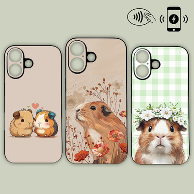 Meerschweinchen Blumen süße Kunst Kawaii Handyhülle MagSafe iPhone Samsung Motorola