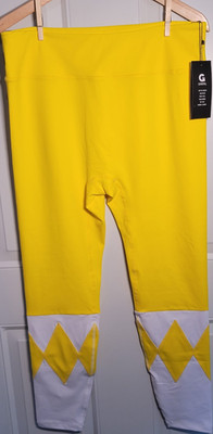 GRRRL Martina Size Yellow Ranger High Rise Ankle Leggings Colorblock Stretch