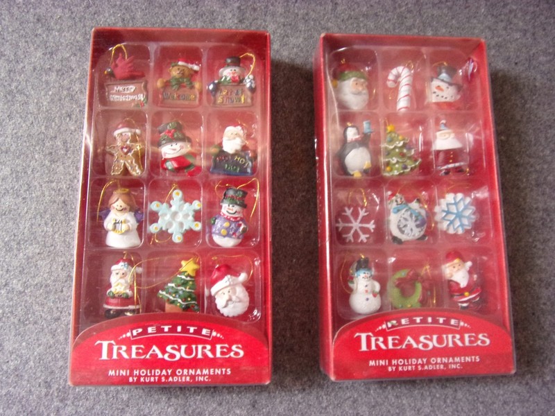 Kurt Adler Petite Treasures 2 sets Mini Christmas Holiday Ornaments 24 pcs NEW