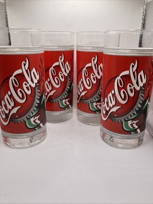 4 COCA-COLA Gläser / Glas / Trinkglas 80er - 90er Jahre Vintage 0,3L / Werbung